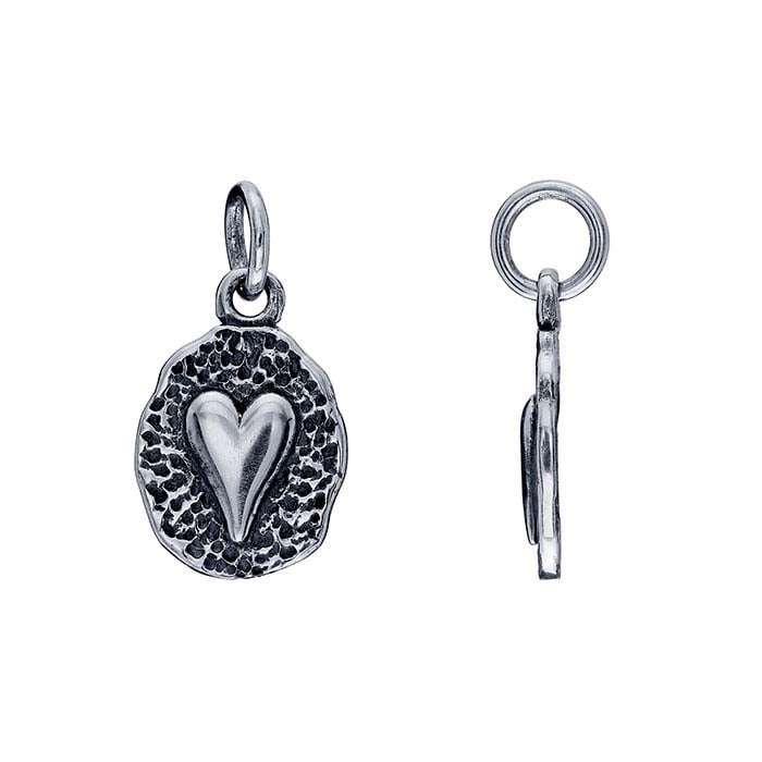 Sterling Silver Oval Coin with Heart