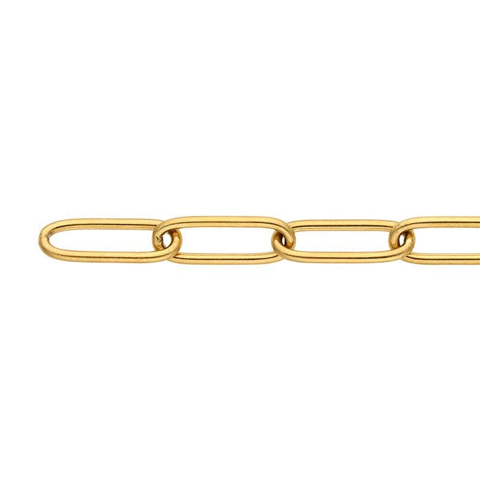 Steel Yellow Gold-Plated 4mm Oval Cable Chain, 6.1 m. Spool
