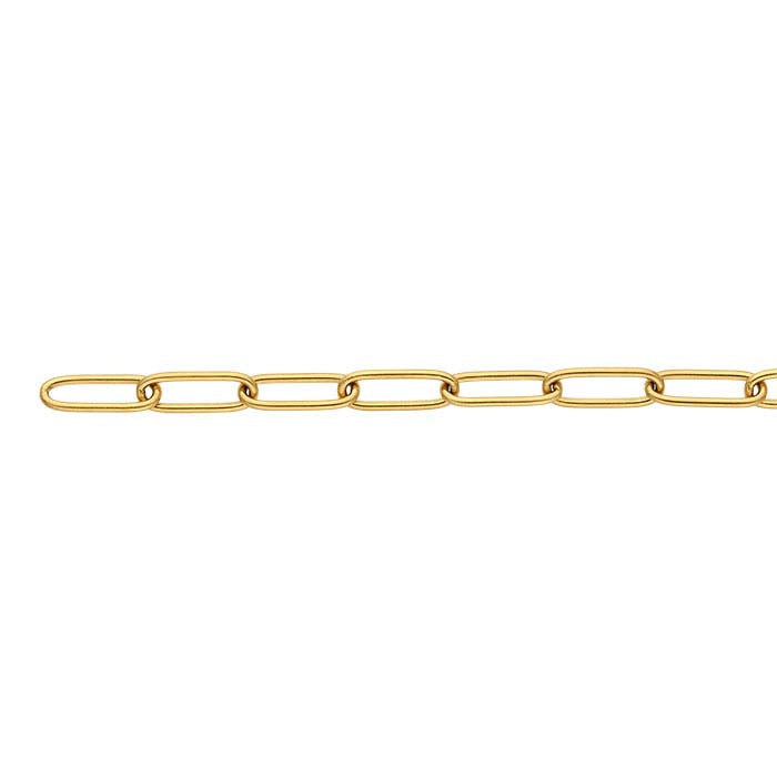 Steel Yellow Gold-Plated 4mm Oval Cable Chain, 6.1 m. Spool