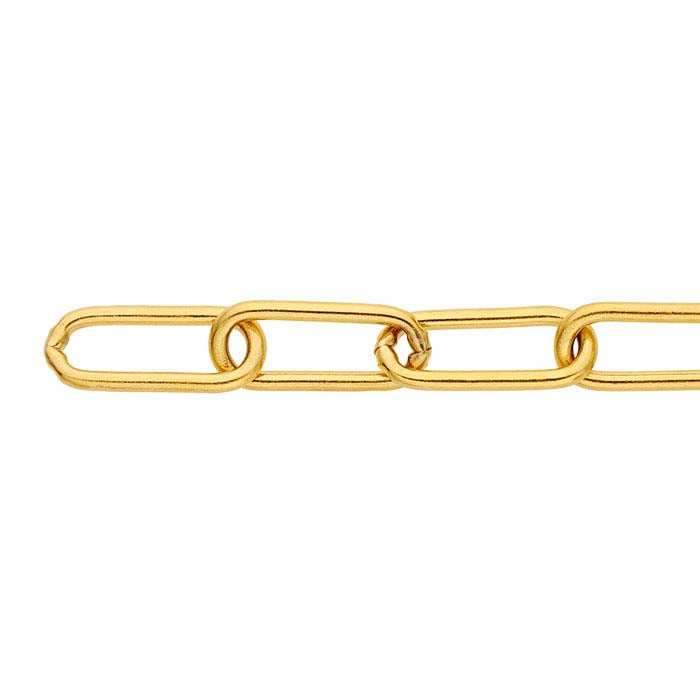 Steel Yellow Gold-Plated 7mm Oval Cable Chain, 6.1 m. Spool