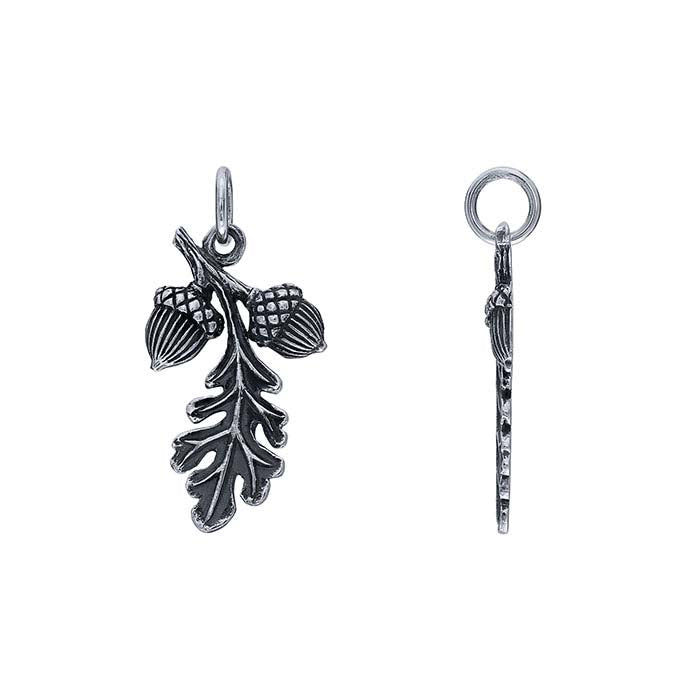 Sterling Silver Oak Leaf Pendant with Acorns