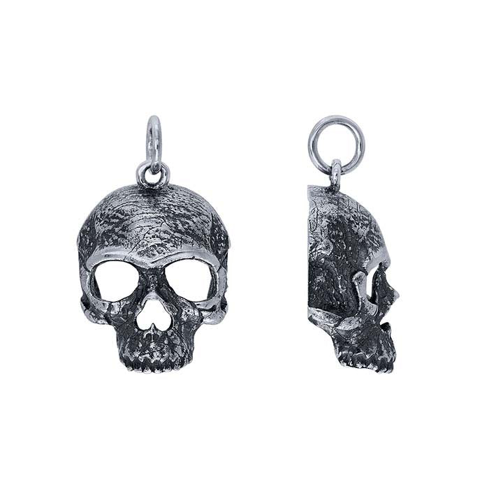 Sterling Silver Half Skull Pendant