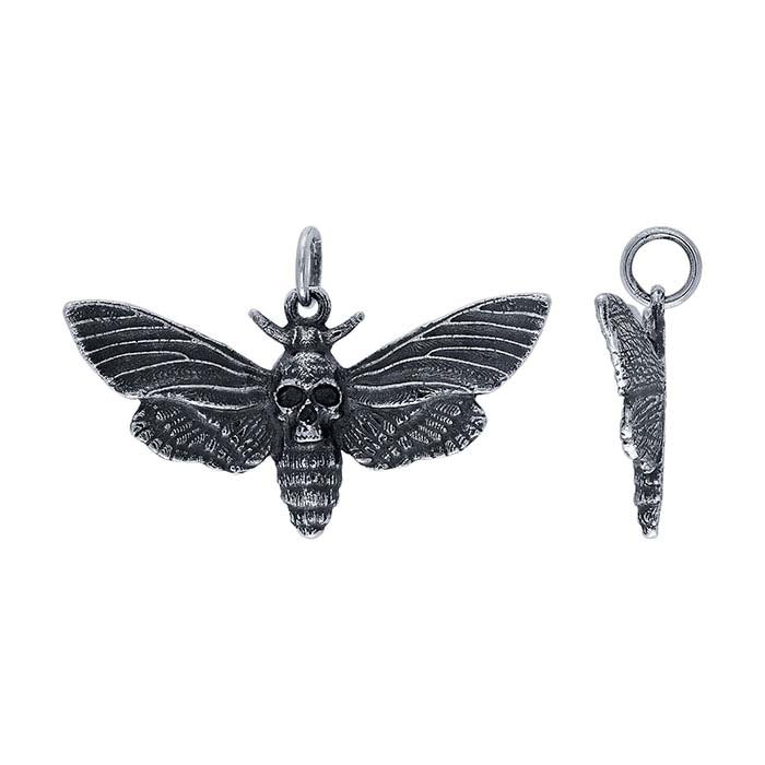 Sterling Silver Death's Head Moth Pendant