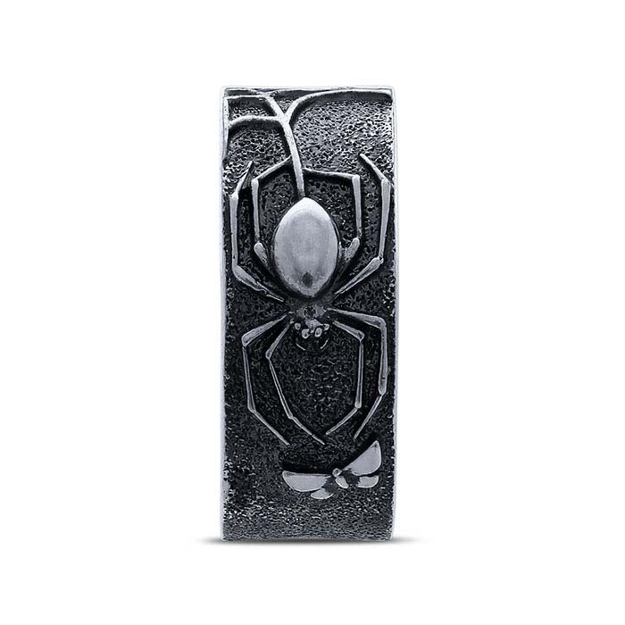 Sterling Silver Oxidized Spider and Web Band