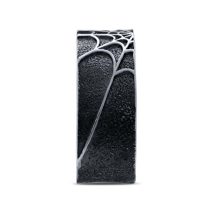 Sterling Silver Oxidized Spider and Web Band