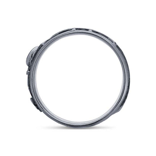 Sterling Silver Oxidized Spider and Web Band