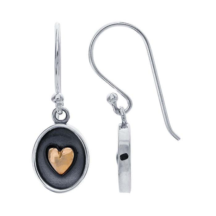 Shadow Box Ohrringe aus Sterlingsilber mit bronzenem Herz