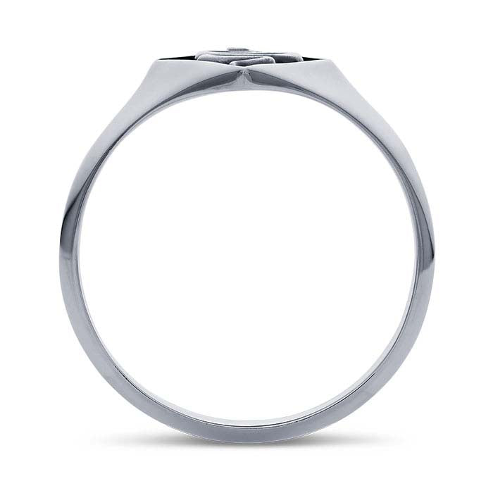 Sterling Silver Diamond-Shaped Signet Ring with Snake