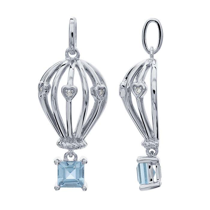 Sterling Silver Topaz-Set Hot Air Balloon Pendant