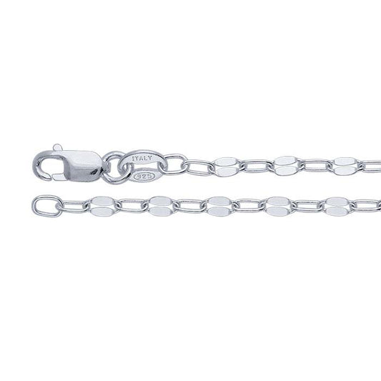 Sterling Silver 2.5mm Dapped Flat Oval Cable Chain