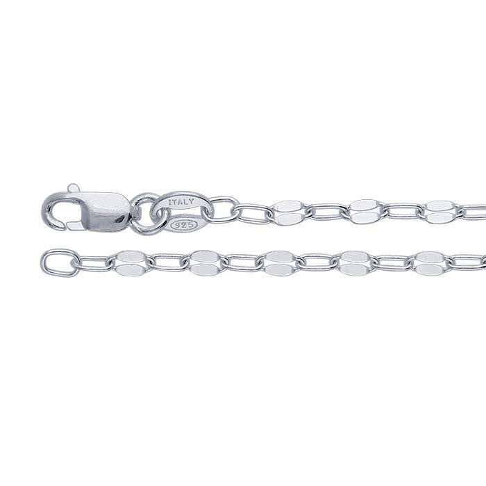 Sterling Silver 2.5mm Dapped Flat Oval Cable Chain