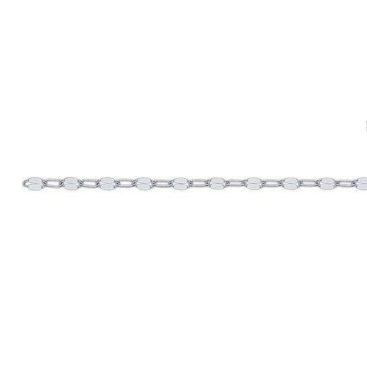 Sterling Silver 2.5mm Dapped Flat Oval Cable Chain, By the Foot