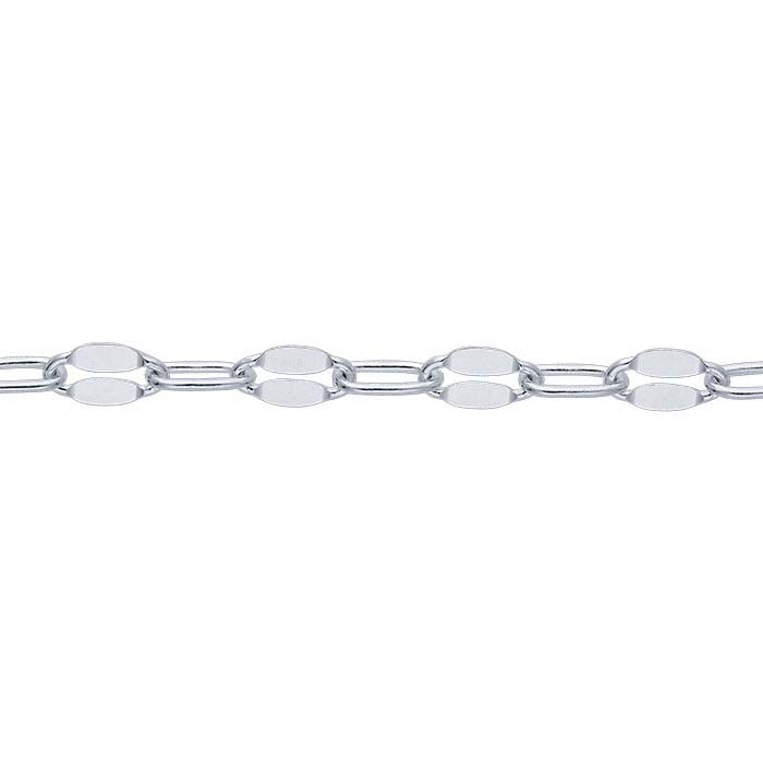 Sterling Silver 2.5mm Dapped Flat Oval Cable Chain, By the Foot