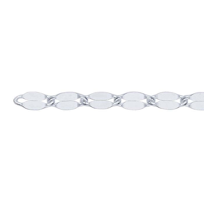 Sterling Silber 3,5 mm gefleckte flache ovale Ankerkette, Meterware