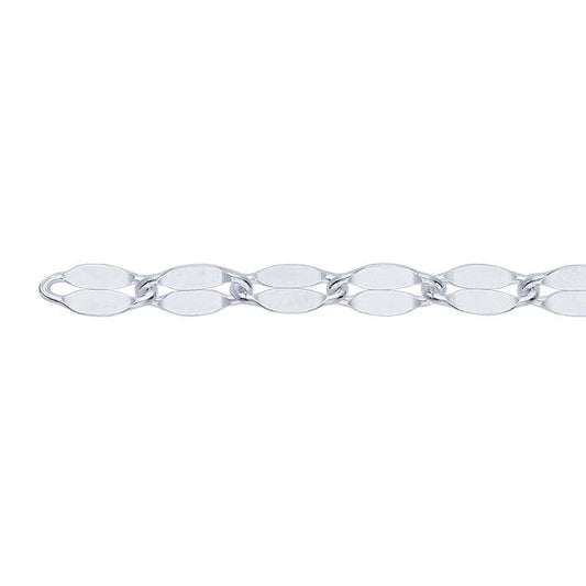 Sterling Silver 3.5mm Dapped Flat Oval Cable Chain, By the Foot