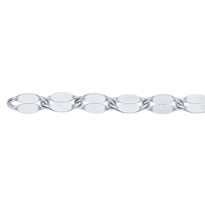 Sterling Silver 4.5mm Dapped Flat Oval Cable Chain, By the Foot