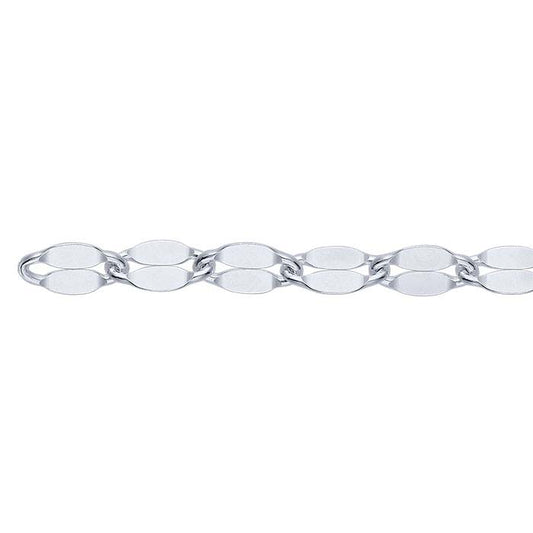 Sterling Silver 4.5mm Dapped Flat Oval Cable Chain, By the Foot