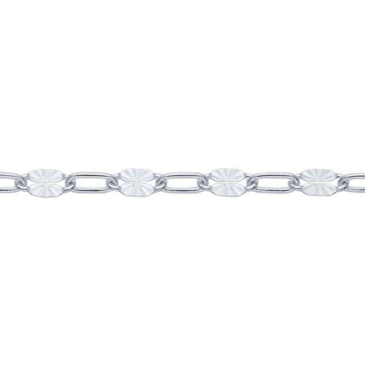 Sterling Silver 2.5mm Patterned Oval Cable Chain