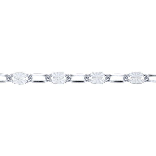 Sterling Silver 2.5mm Patterned Oval Cable Chain