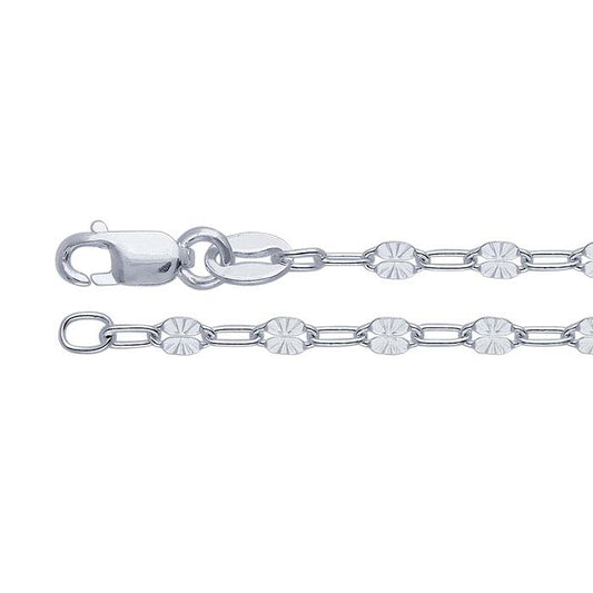 Sterling Silver 2.5mm Patterned Oval Cable Chain