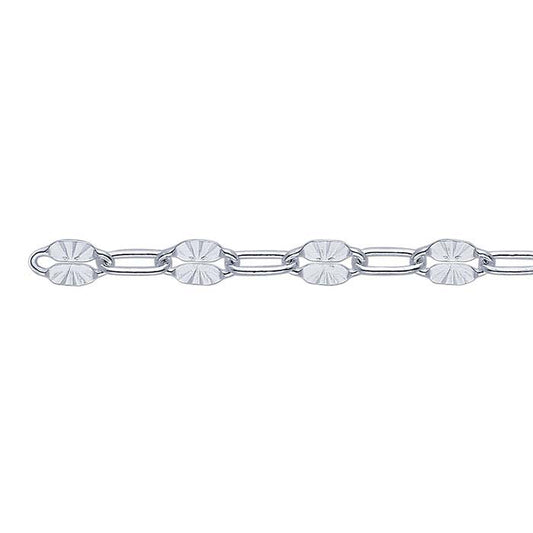 Sterling Silver 2.5mm Patterned Oval Cable Chain, By the Foot
