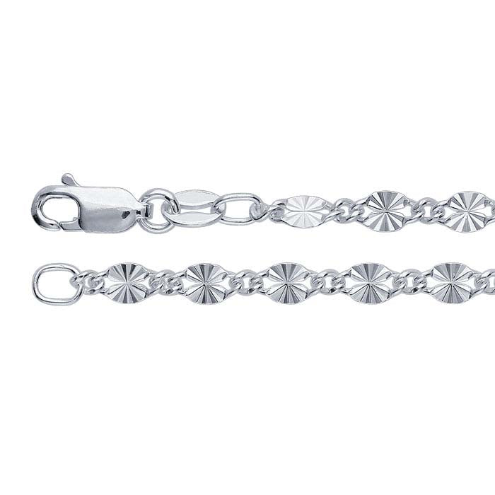 Sterling sølv 3,5 mm mønstret kabelkjede