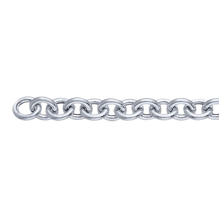 Sterling Silver 7.5mm Hollow Cable Chain, By the Foot