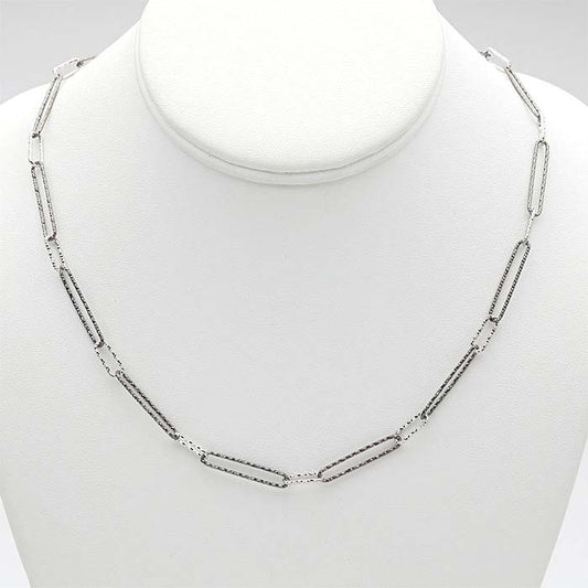 Sterling Silver Black Ruthenium-Plated 4.7mm Diamond-Cut Long & Short Chain