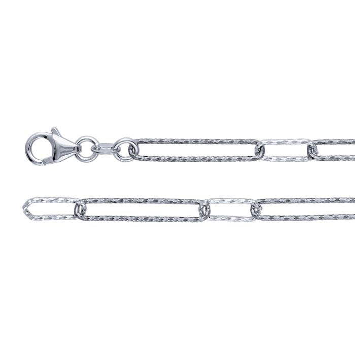 Sterling Silver Black Ruthenium-Plated 4.7mm Diamond-Cut Long & Short Chain