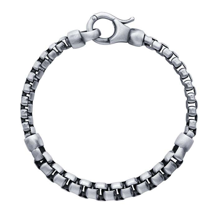 Sterling Silver 7.6mm Rounded Box Chain Bracelet
