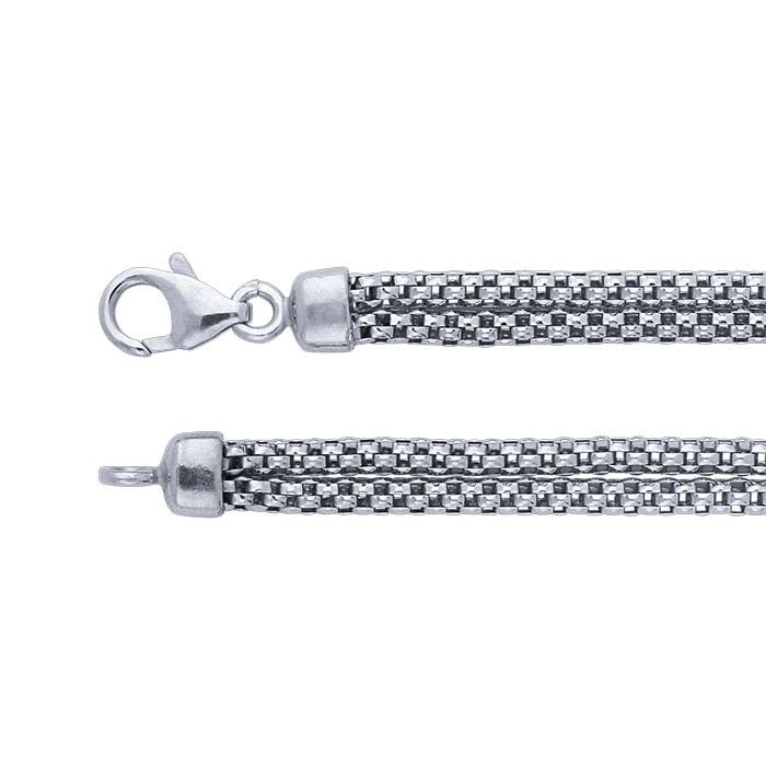Sterling Silver 3mm CZ-Set Double-Strand Box Chain Bracelet