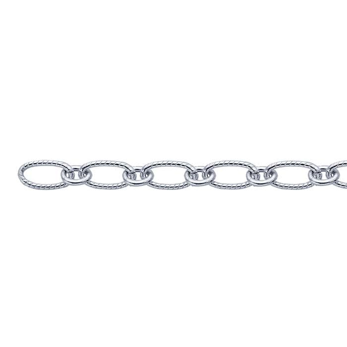 Sterling Silver 5.4mm Hollow Patterned Oval Long & Short Chain, By the Foot