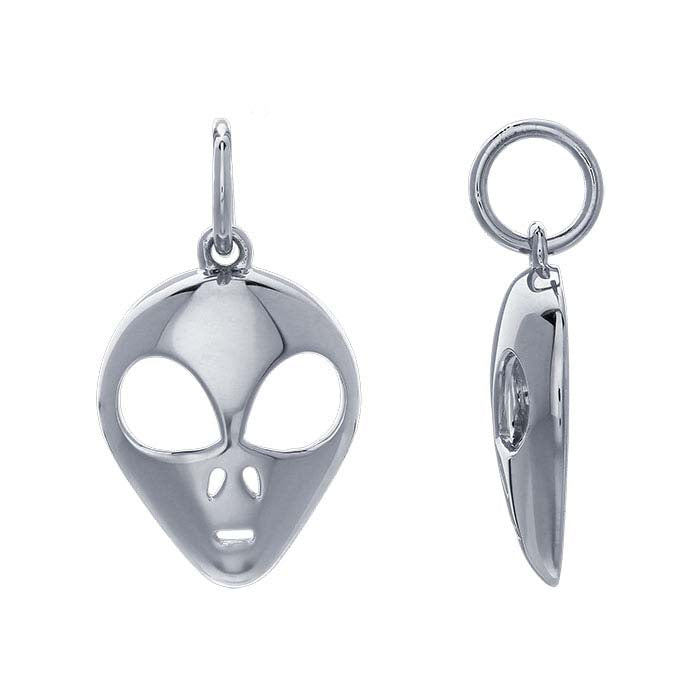 Sterling Silver Detail Alien Head Charm
