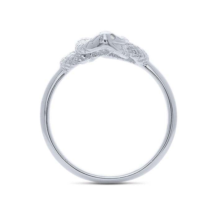 Sterling Silver Diamond-Set Intertwined Ouroboros Ring