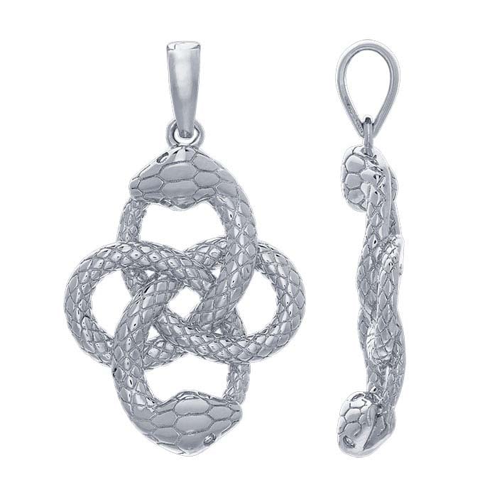 Sterling Silver Diamond-Set Intertwined Ouroboros Pendant