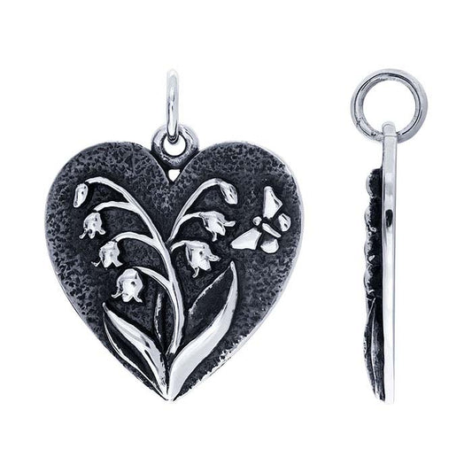 Sterling Silver Lily of the Valley Heart Pendant