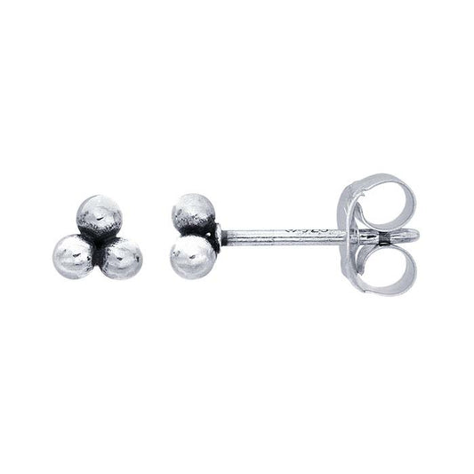 Sterling Silver Granulation Dots Post Earrings