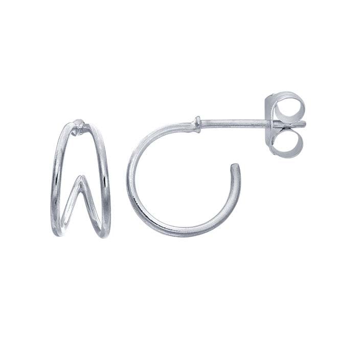 Sterling Silver Double Huggie Hoop Earring s