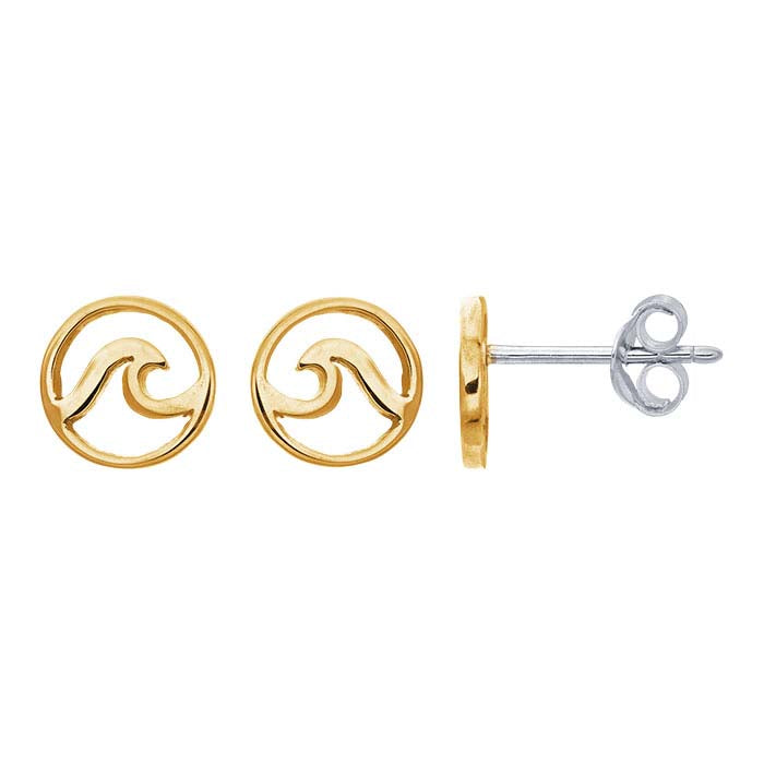 Bronze Open Circle with Wave Post Earrings