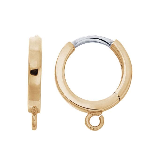 Bronze Round Huggie Hoop Earring with Ring