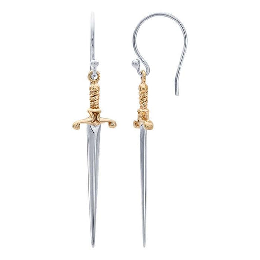 Sterling Silver Dagger with Bronze Handle Earrings