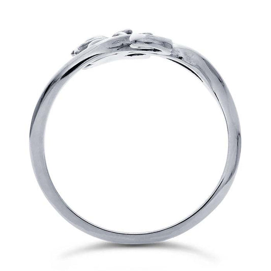 Sterling Silver Lotus Flower Bypass Ring, Adjustable