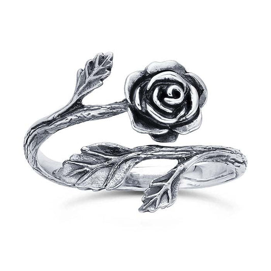 Sterling Silver Rose Bypass Ring, Adjustable