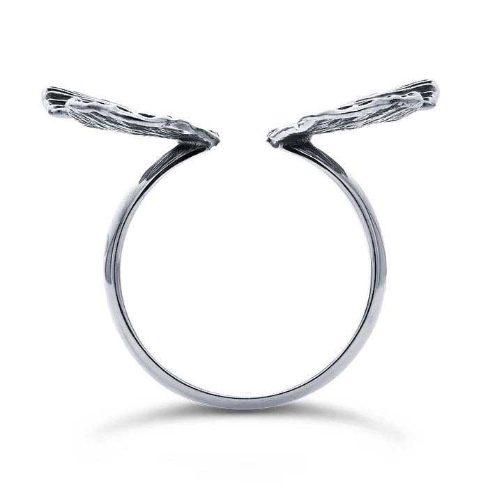 Sterling Silver Butterfly Wings Bypass Ring, Adjustable