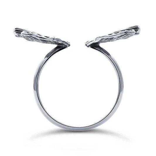 Anillo ajustable de alas de mariposa de plata de ley, bypass