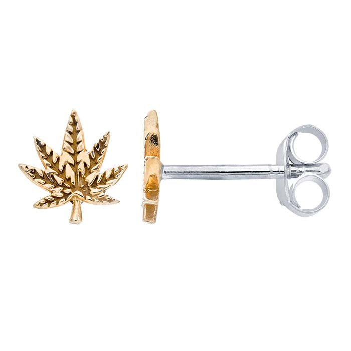 Bronze Pot Leaf Post Earrings