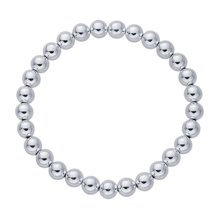 Sterling Silver Beaded Stretch Bangle Bracelet