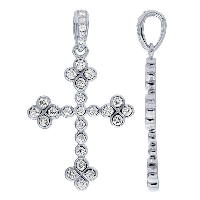 Sterling Silver CZ-Set Cross Pendant