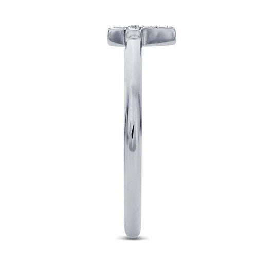 Sterling Silver Tiny CZ-Set Cross Ring