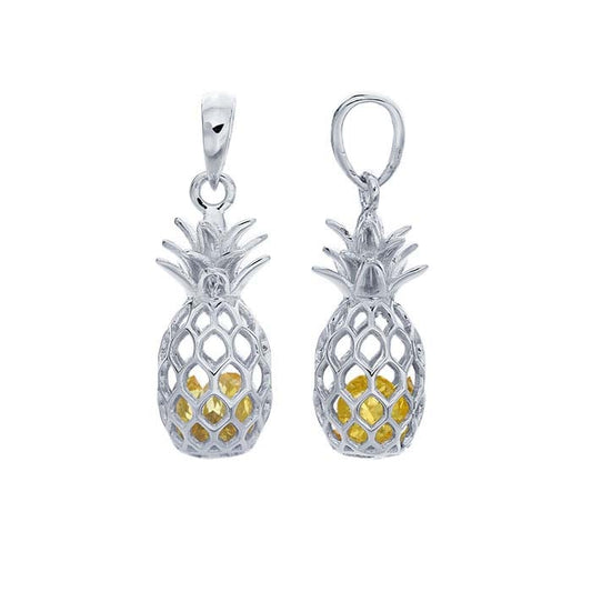 Sterling Silver Yellow CZ Pineapple Pendant